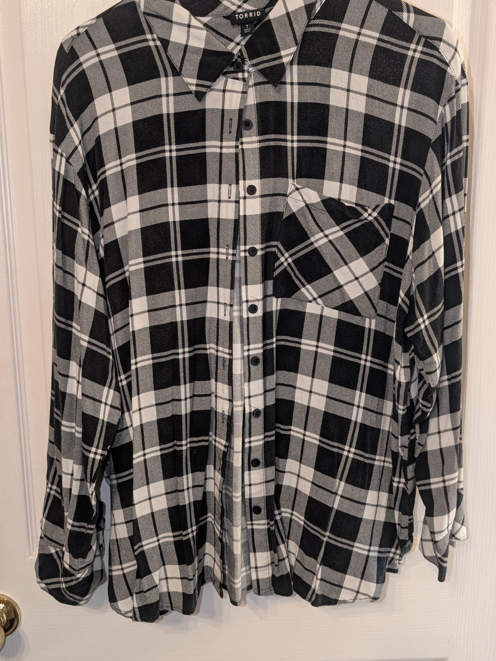 torrid Black and White Plaid Button-Down Shirt